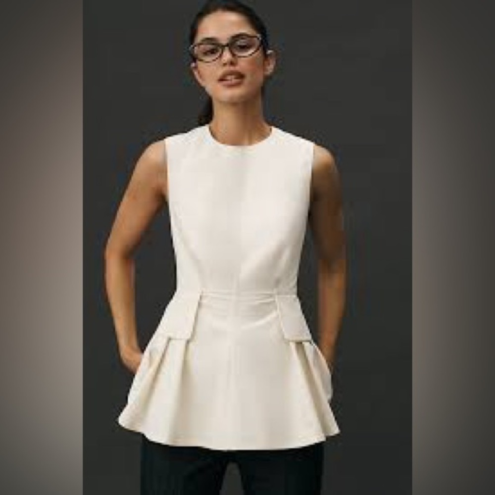 Mare Mare Sleeveless Peplum Blouse Ivory Size XL - Picture 2 of 6